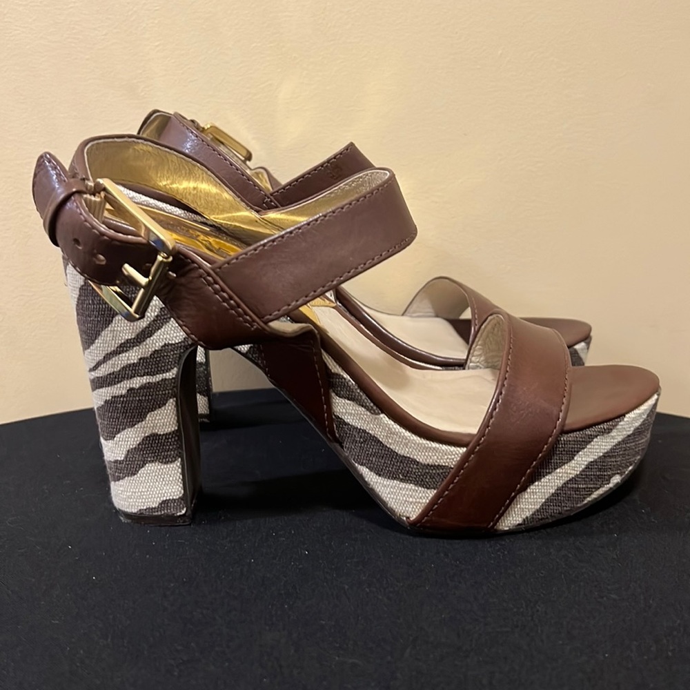 Michael Michael Kors “Ivana” Zebra Print High Heeled Sandal
